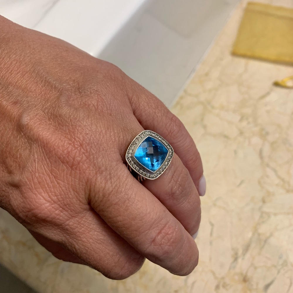 Albion Pendant & Ring Blue Topaz and Diamonds.